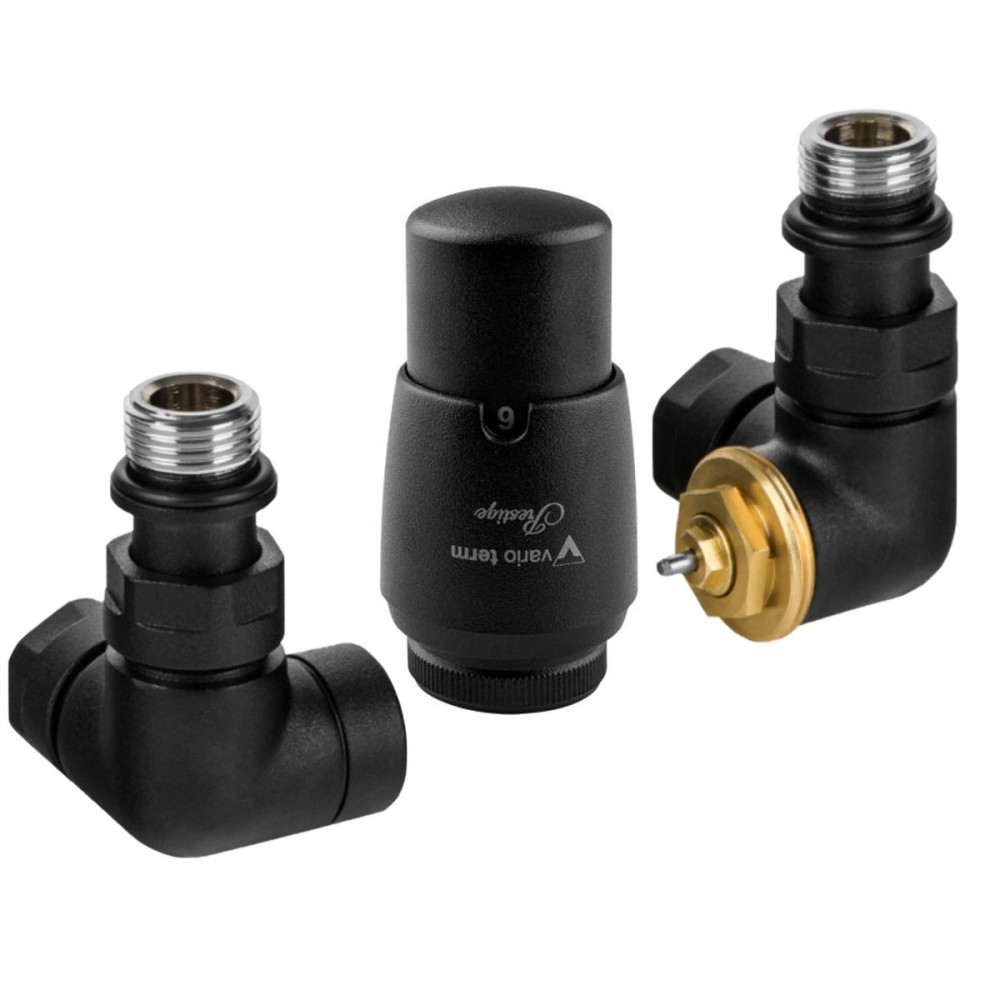 Комплект вентилів термостатичний Vario Term VISION 3-х осьовий, правий, чорний структурний