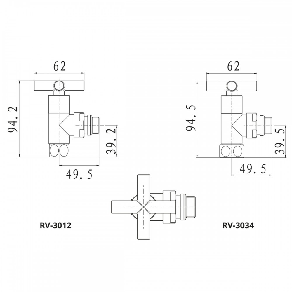 Кран кутовий для рушникосушки Raftec Premium 1/2х1/2, чорний муар, 2шт.