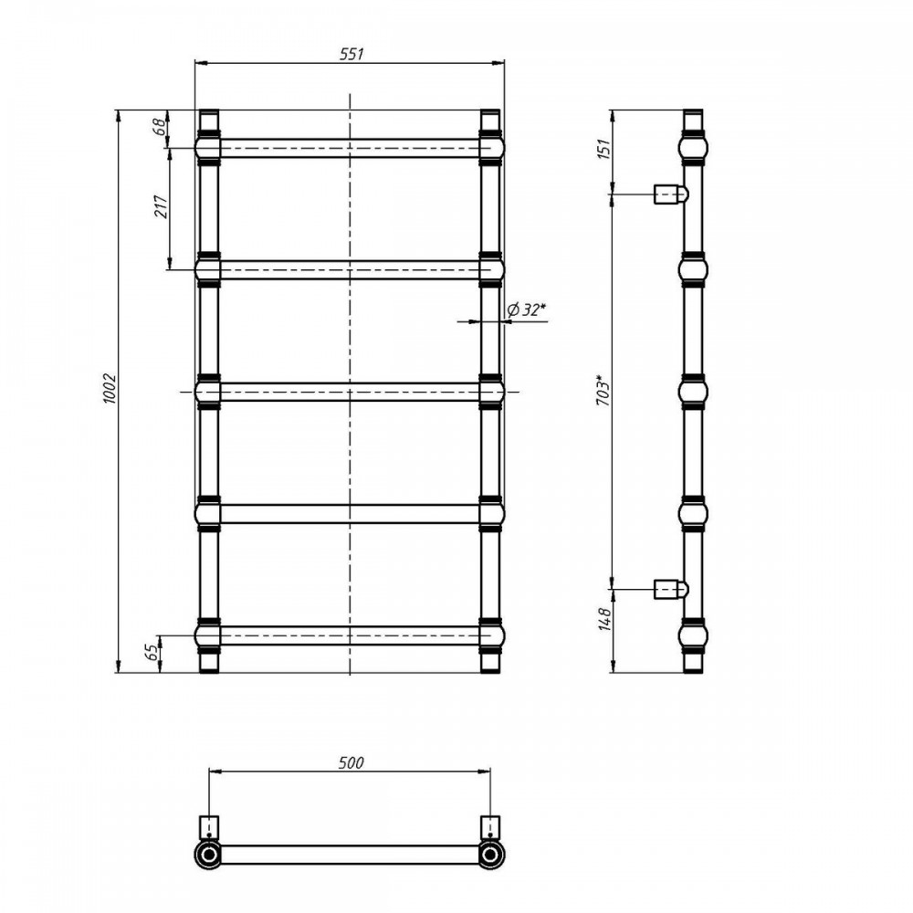 Полотенцесушитель Retro 500х1000