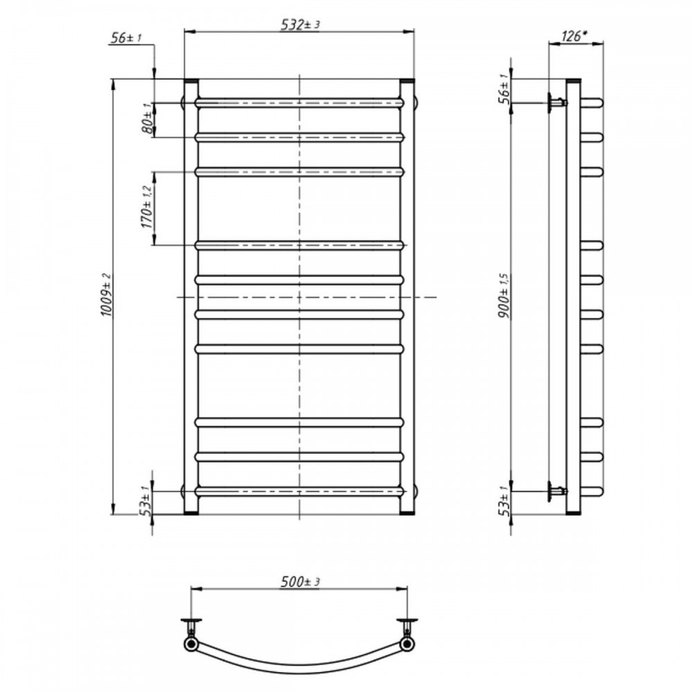 Полотенцесушитель Камелия 500х1000