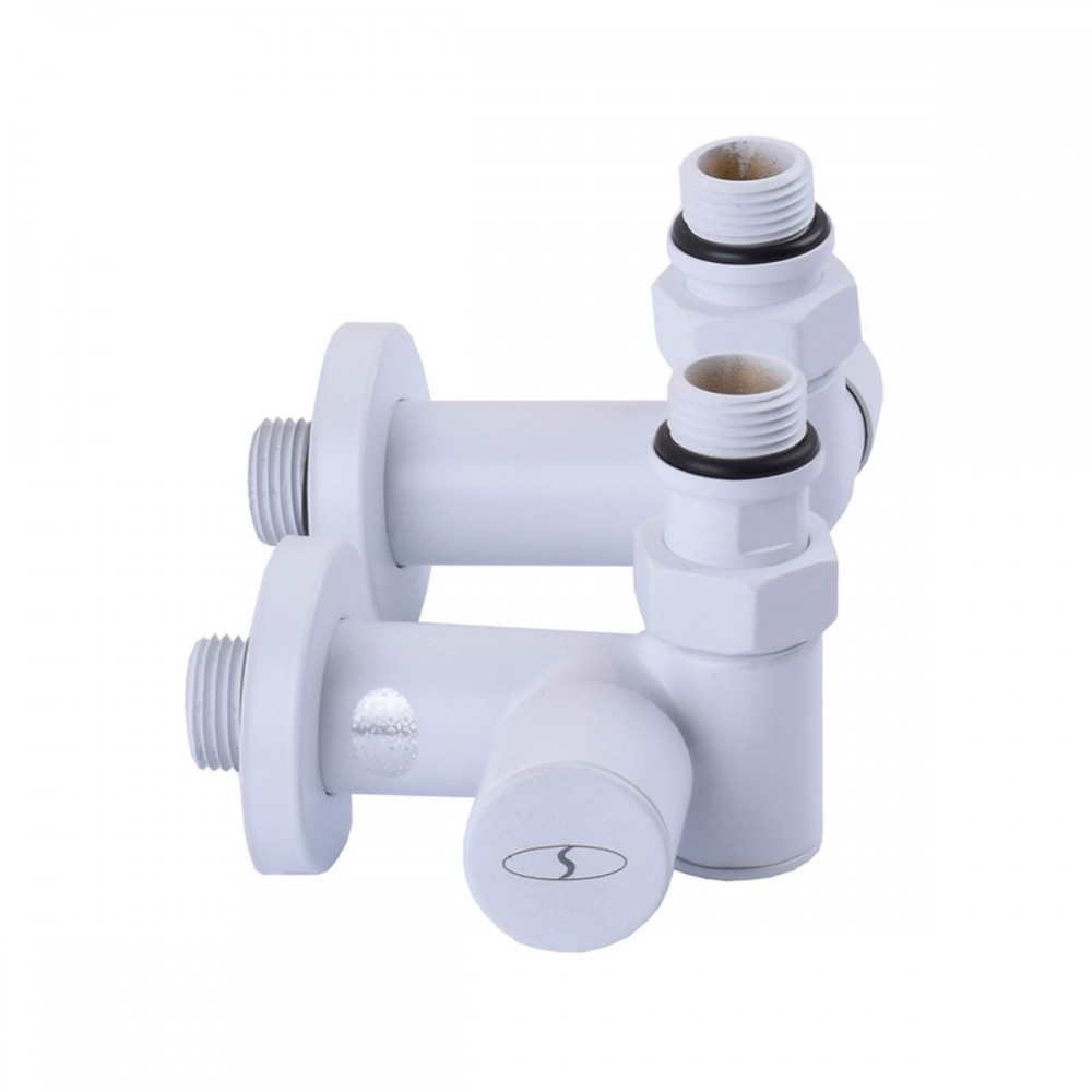 Кран угловой под ТЭН Solomon 1/2"х1/2" белый, 2шт