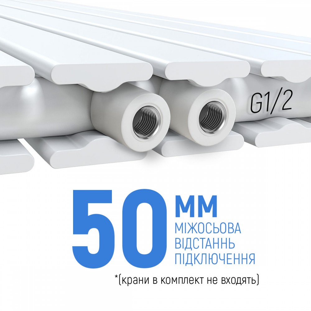 Вертикальный радиатор Largo double 456*1800-6 (50мм), anticor, белый