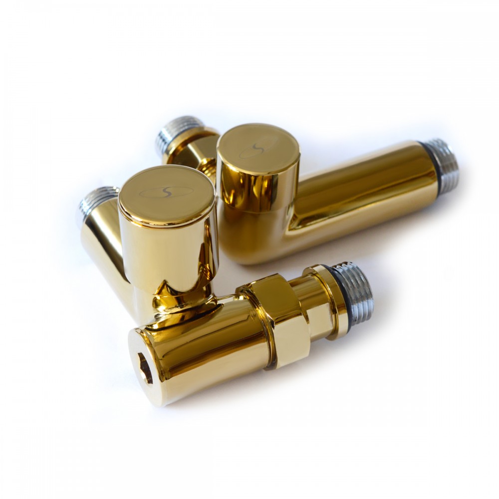 Кран угловой под ТЭН, 1/2"х1/2", под золото, 2шт.