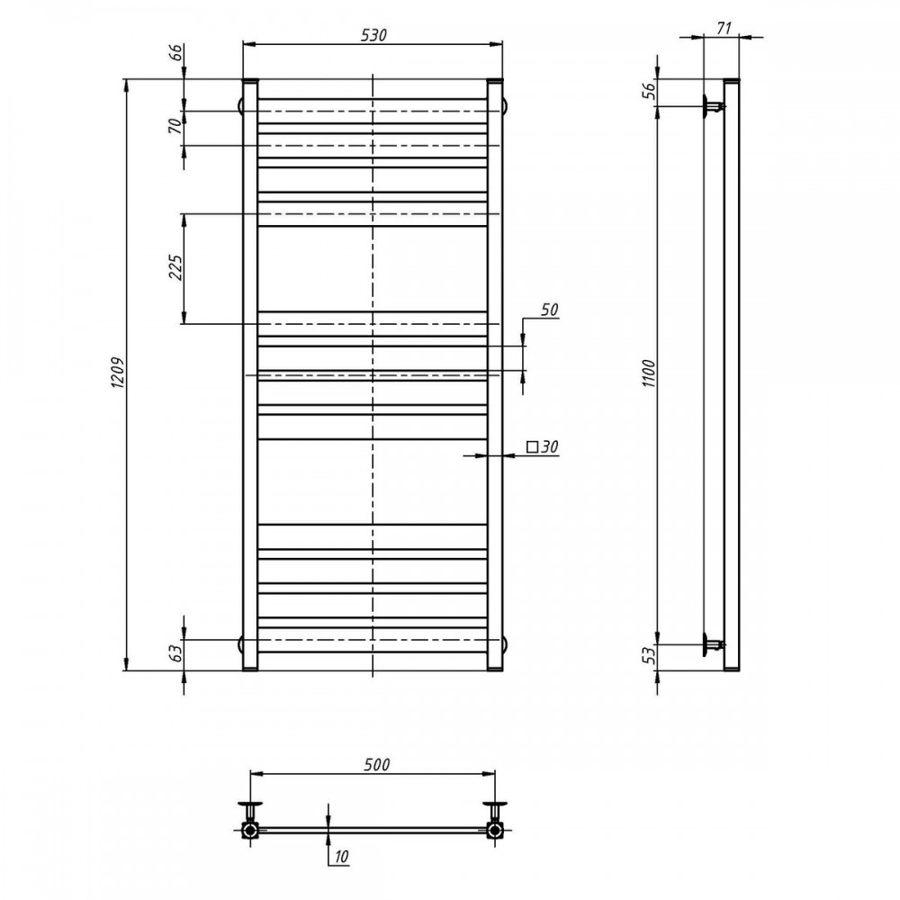 Водяной полотенцесушитель Largo 500х1200, чёрный муар