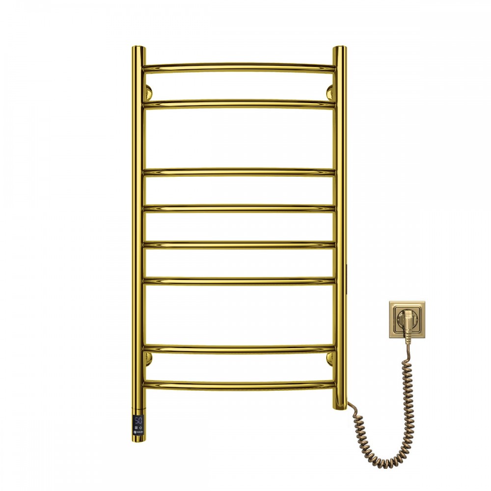 Нержавеющий полотенцесушитель электрический NAVIN Камелия 480х800 Sensor, золото, правый