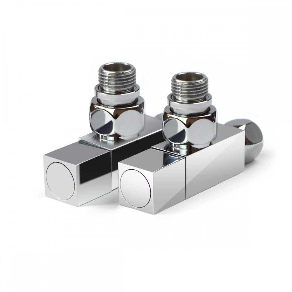 Кран угловой для полотенцесушителей Raftec Quadro 1/2x1/2 Chrome,2шт.