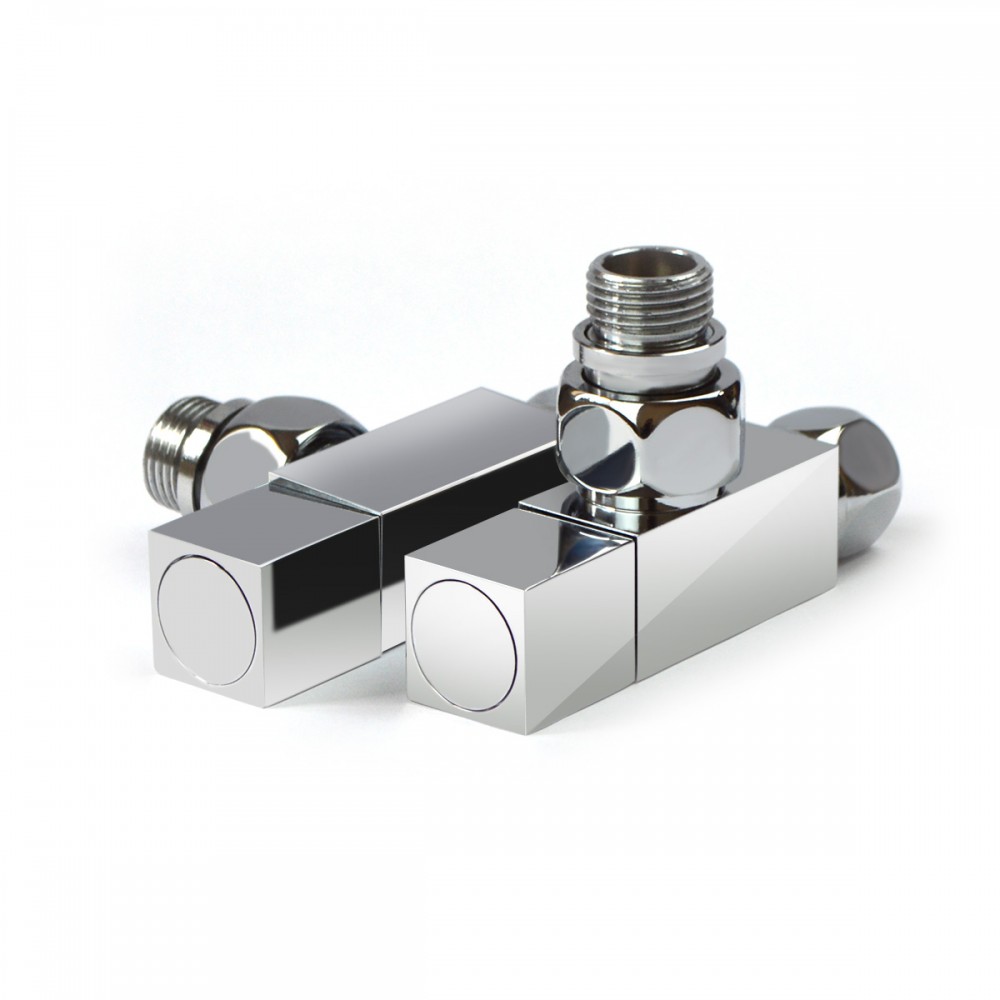Кран угловой для полотенцесушителей Raftec Quadro 1/2x1/2 Chrome,2шт.