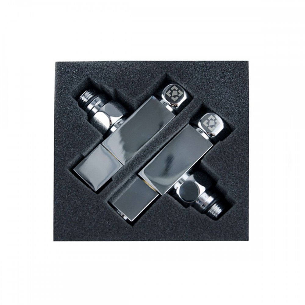 Кран угловой для полотенцесушителей Raftec Quadro 1/2x1/2 Chrome,2шт.