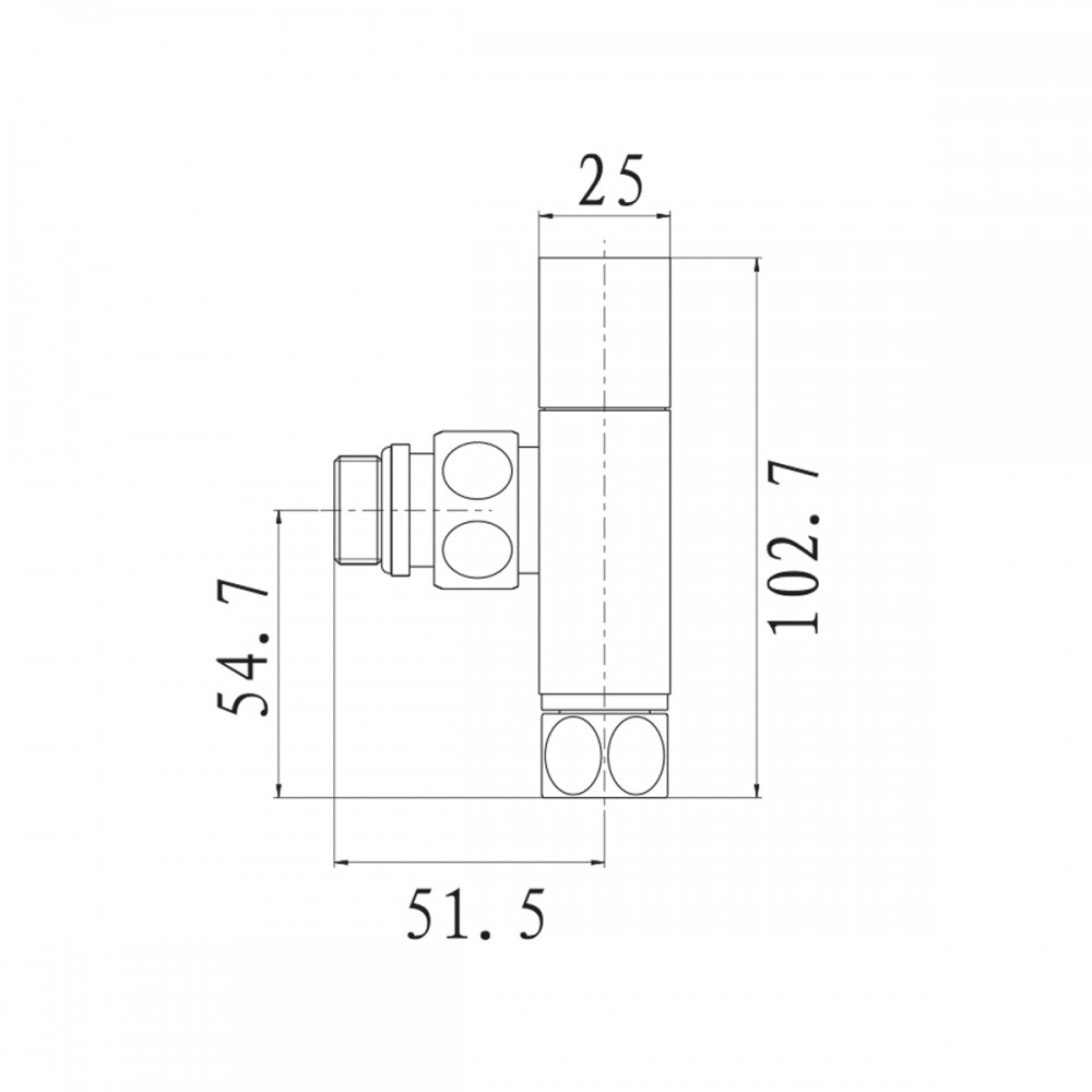 Кран угловой для полотенцесушителей Raftec Quadro 1/2x1/2 Chrome,2шт.