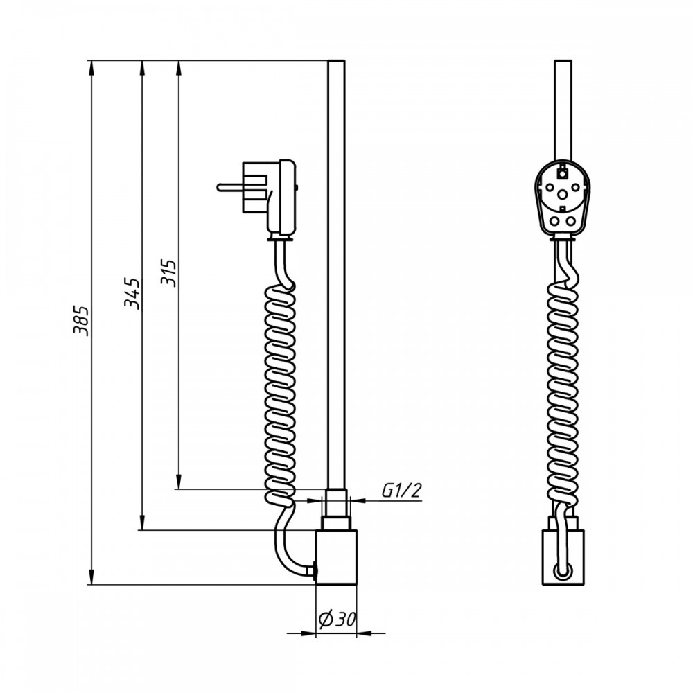 ТЕН Basic 300W хром з таймером для рушникосушарок 