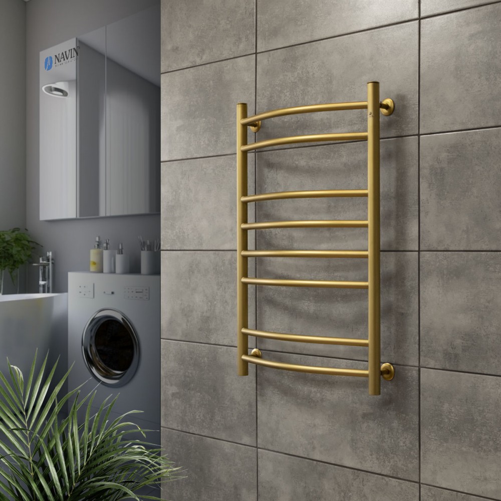 Водяной нержавеющий полотенцесушитель Камелия 500х800 матовое золото