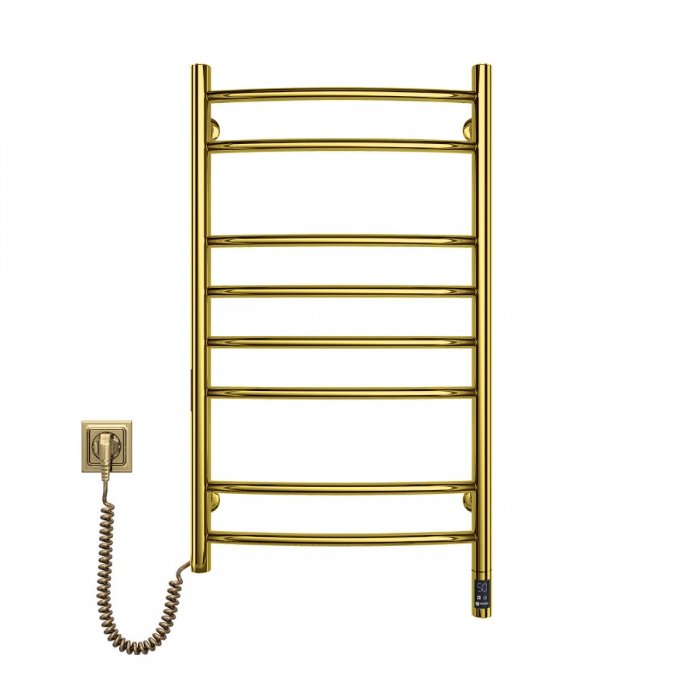 Нержавеющий полотенцесушитель электрический NAVIN Камелия 480х800 Sensor, золото, левый