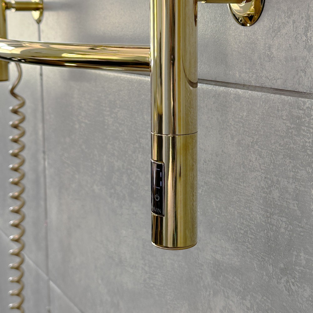 Нержавеющий полотенцесушитель электрический NAVIN Камелия 480х800 Sensor, золото, левый