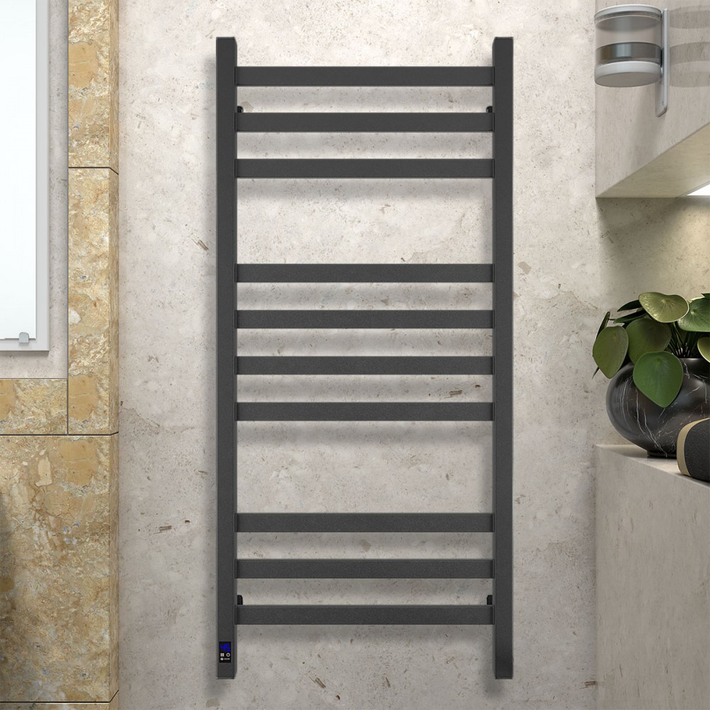 Полотенцесушитель Авангард 480х1000 Sensor правый с таймером, чёрный муар