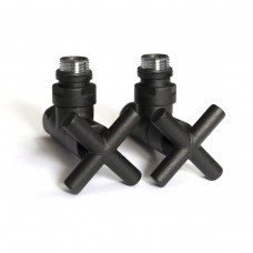 Кран угловой для полотенцесушителей Raftec Premium 1/2x1/2, черный муар, 2шт.
