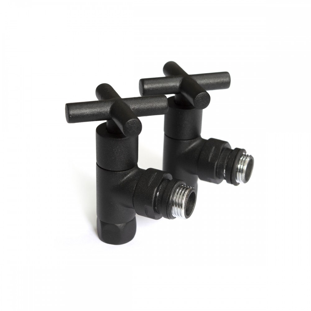 Кран угловой для полотенцесушителей Raftec Premium 1/2x1/2, черный муар, 2шт.