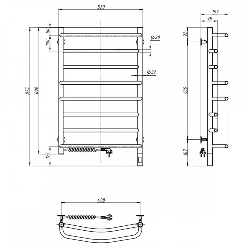 Полотенцесушитель Омега 530х800 Sensor левый с таймером