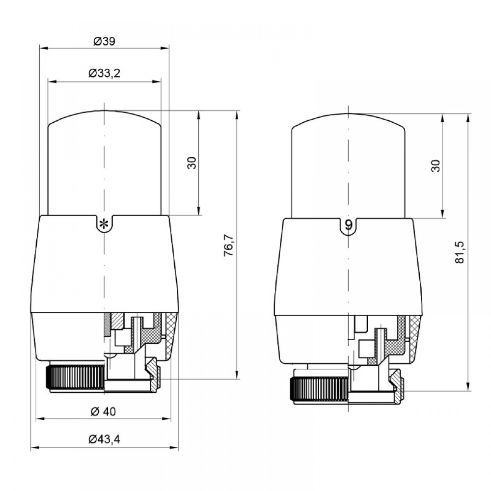 Комплект вентилів термостатичний Vario Term ROYAL, кутовий, хром