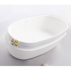 Ванна окрема кам'яна VOLLE Solid surface 163*75*53 см з поличкою